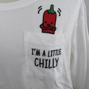 Love Peace & Lazy Days white red chile crop top